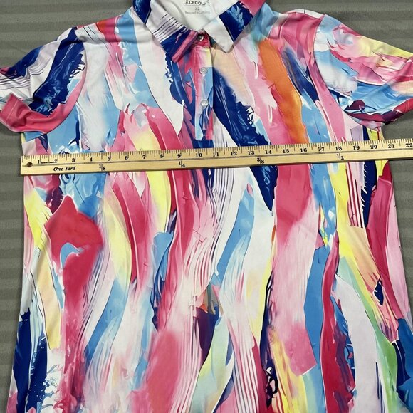 Acegolfs Polo Shirt Womens XL Multicolor Abstract Golf Stretch Short Sleeve - Picture 6 of 9